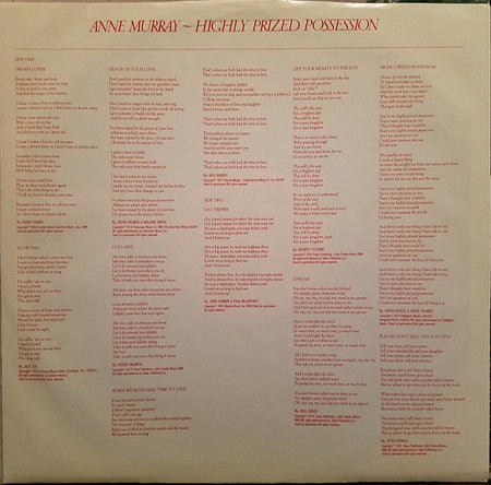 Anne Murray : Highly Prized Possession (LP, Album, Los)