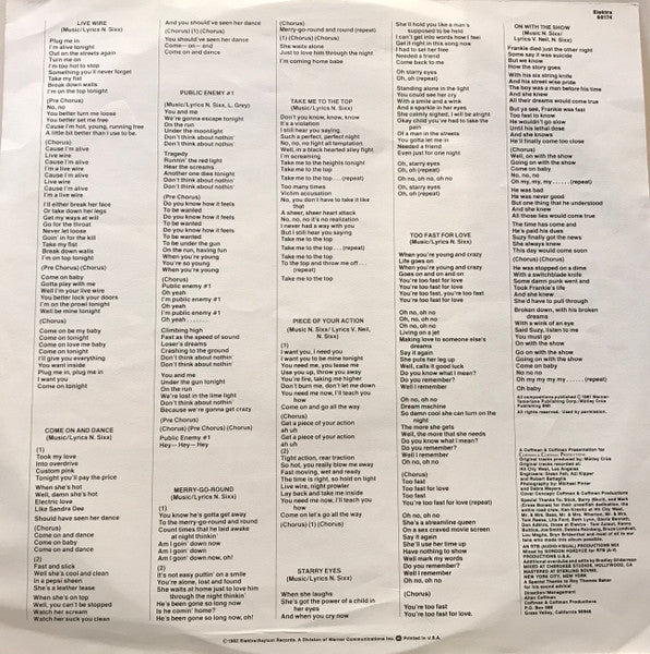 Mötley Crüe : Too Fast For Love (LP, Album, Club, Car)