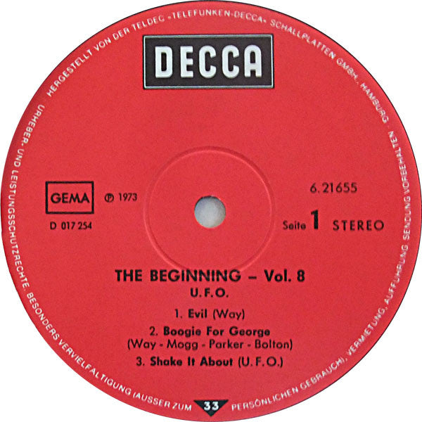 UFO (5) : The Beginning Vol. 8 (LP, Comp, RE)