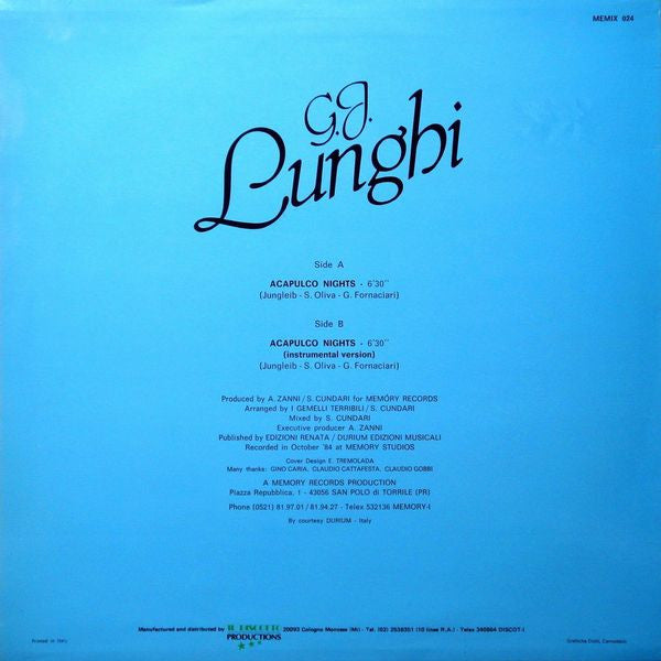 G.J. Lunghi : Acapulco Nights (12")