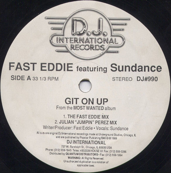 "Fast" Eddie Smith Featuring Sundance (2) : Git On Up (12")