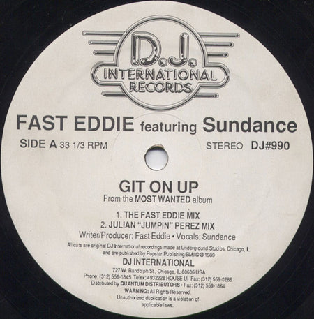 "Fast" Eddie Smith Featuring Sundance (2) : Git On Up (12")