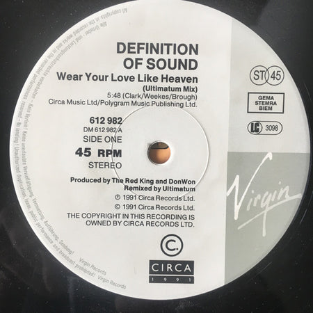 Definition Of Sound : Wear Your Love Like Heaven (Ultimatum Mix) (12")