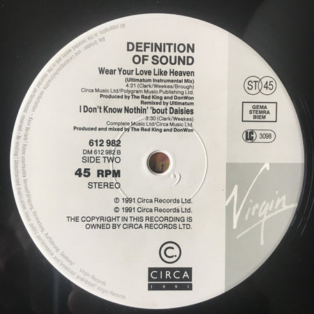 Definition Of Sound : Wear Your Love Like Heaven (Ultimatum Mix) (12")