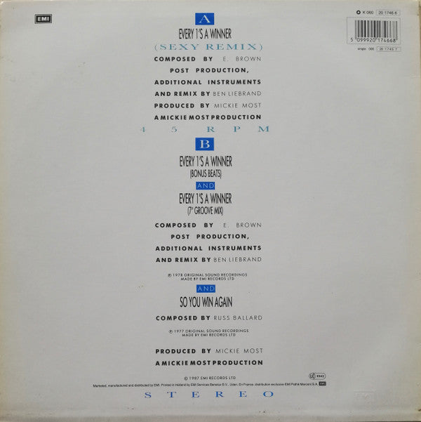 Hot Chocolate : Every 1's A Winner (Sexy Remix) (12", Single)