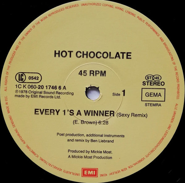 Hot Chocolate : Every 1's A Winner (Sexy Remix) (12", Single)