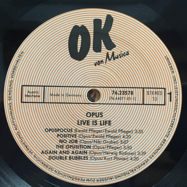 Opus : Live Is Life (LP, Album)