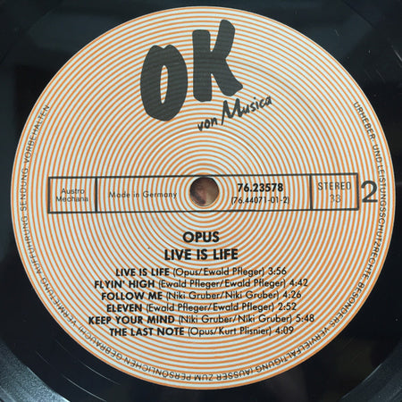 Opus : Live Is Life (LP, Album)