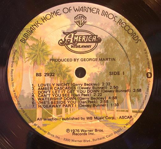 America (2) : Hideaway (LP, Album, Gol)