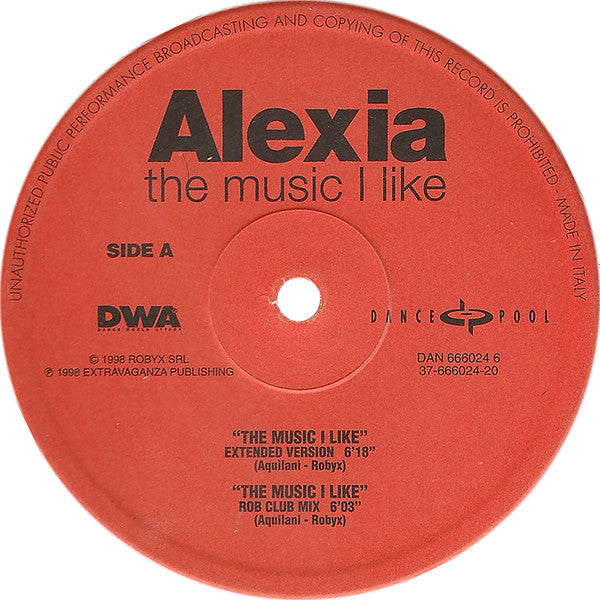 Alexia : The Music I Like (12")