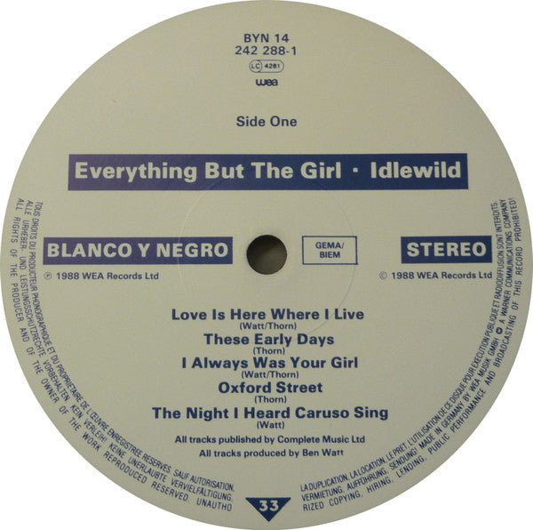Everything But The Girl : Idlewild (LP, Album)