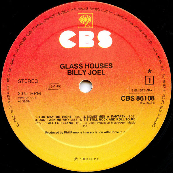 Billy Joel : Glass Houses (LP, Album)