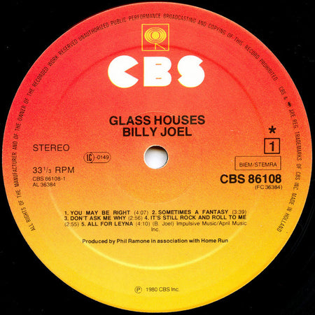 Billy Joel : Glass Houses (LP, Album)