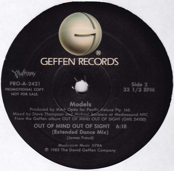 Models (2) : Out Of Mind Out Of Sight (12", Single, Promo)