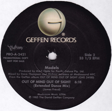 Models (2) : Out Of Mind Out Of Sight (12", Single, Promo)