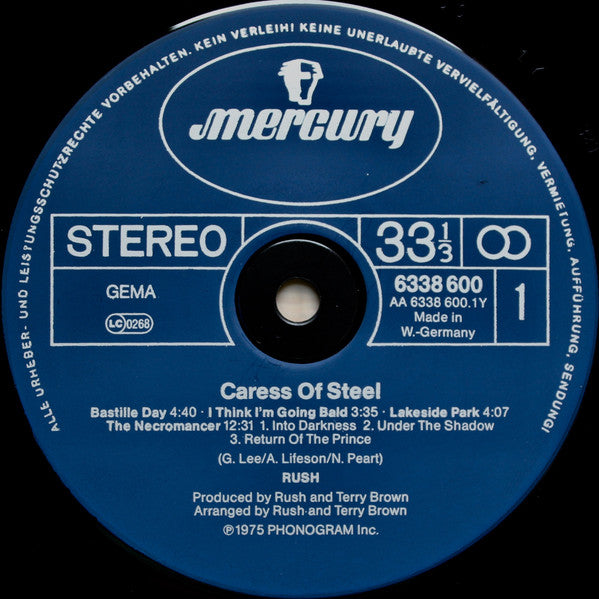Rush : Caress Of Steel (LP, Album, RE, Inj)