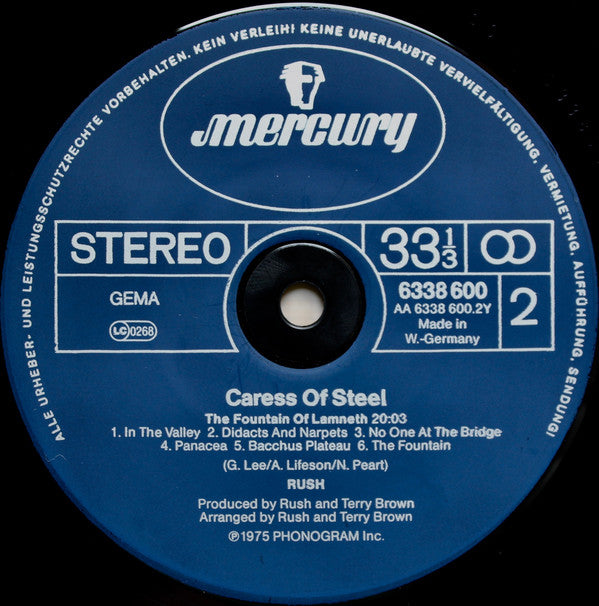 Rush : Caress Of Steel (LP, Album, RE, Inj)