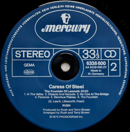 Rush : Caress Of Steel (LP, Album, RE, Inj)