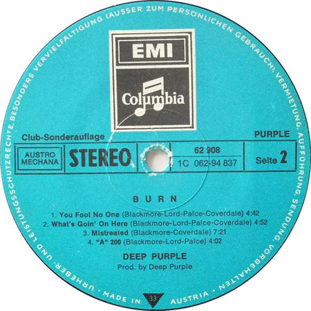 Deep Purple : Burn (LP, Album, Club)