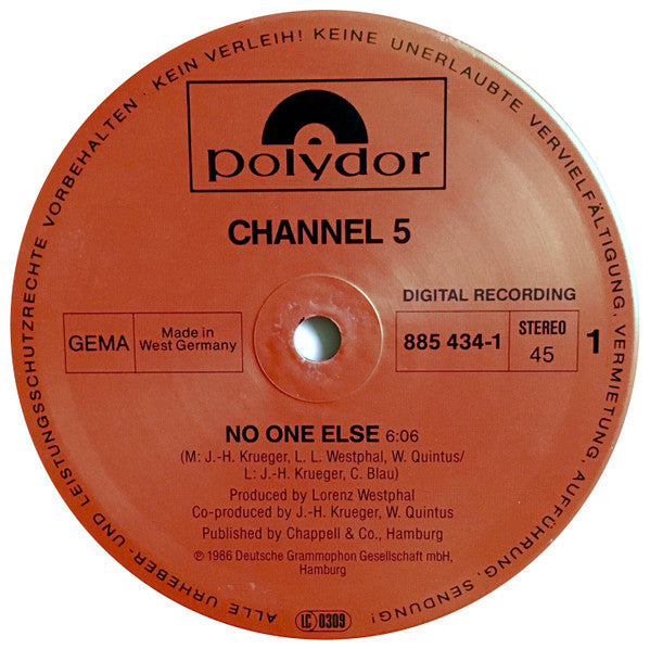 Channel 5 (2) : No One Else (12", Maxi)