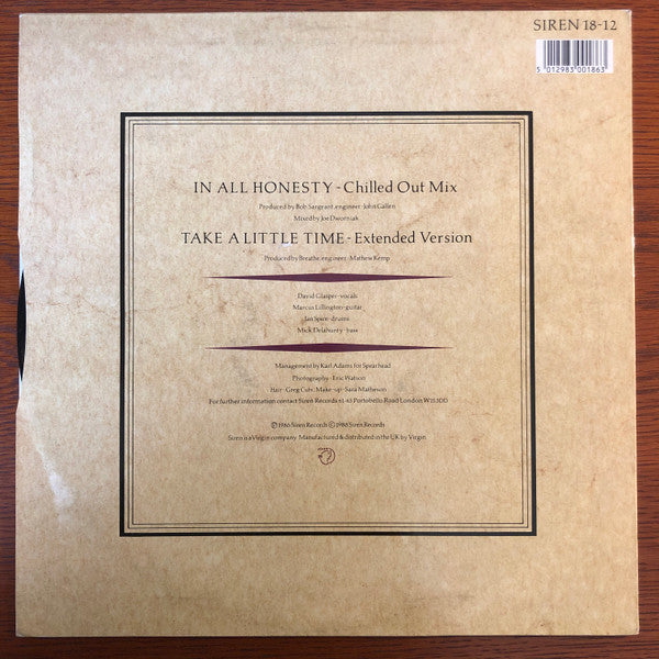 Breathe (3) : In All Honesty (Chilled Out Mix) (12", Single)