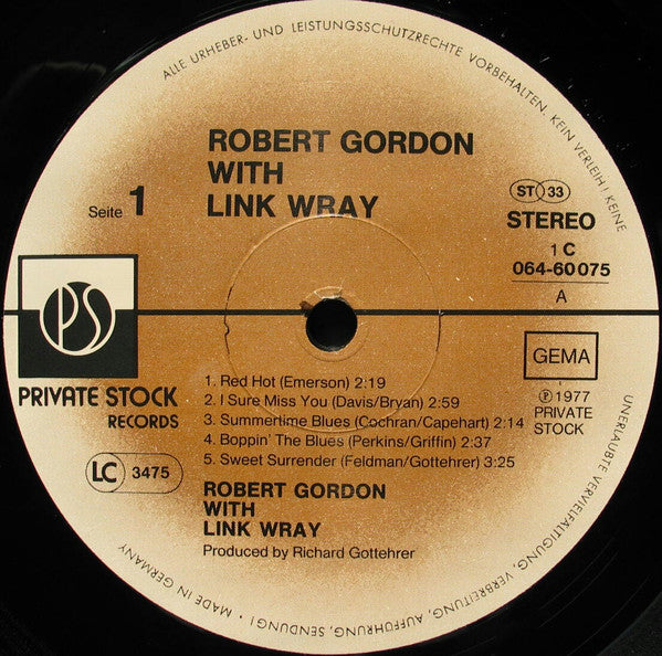 Robert Gordon (2) With Link Wray : Robert Gordon With Link Wray (LP, Album)
