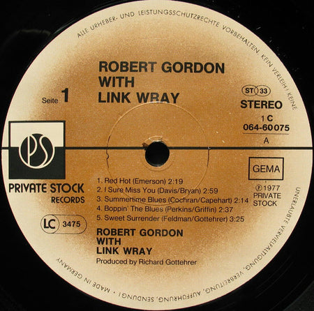 Robert Gordon (2) With Link Wray : Robert Gordon With Link Wray (LP, Album)