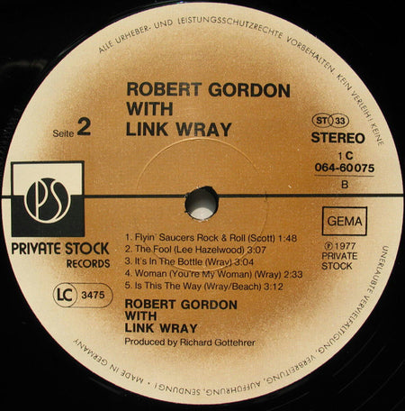 Robert Gordon (2) With Link Wray : Robert Gordon With Link Wray (LP, Album)