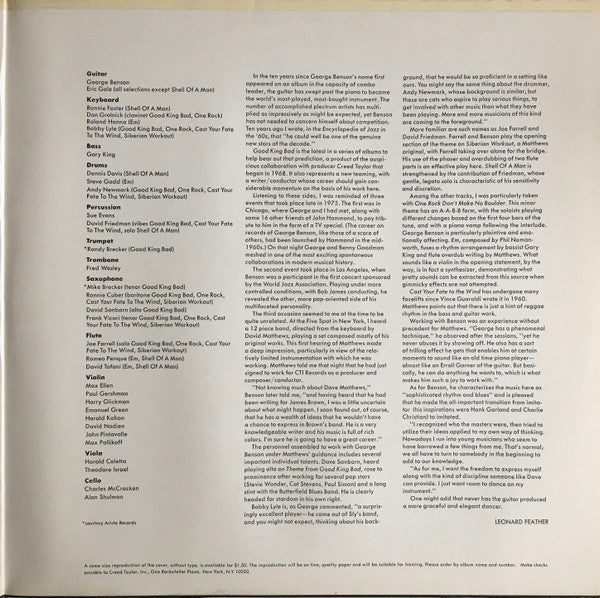 George Benson : Good King Bad (LP, Album, RP, Gat)