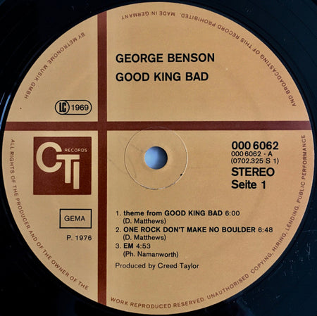 George Benson : Good King Bad (LP, Album, RP, Gat)