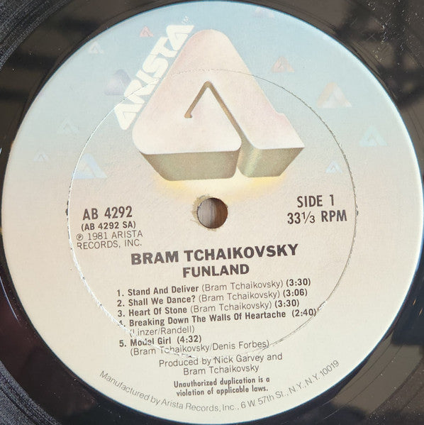 Bram Tchaikovsky : Funland (LP, Album, Ter)