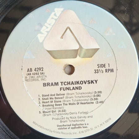 Bram Tchaikovsky : Funland (LP, Album, Ter)