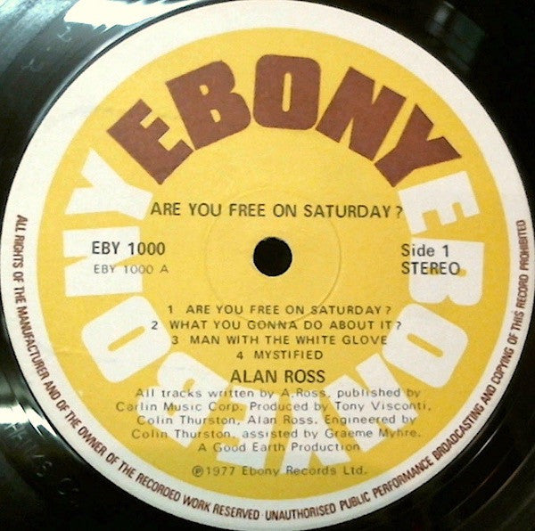 Alan Ross (2) : Are You Free On Saturday (LP)