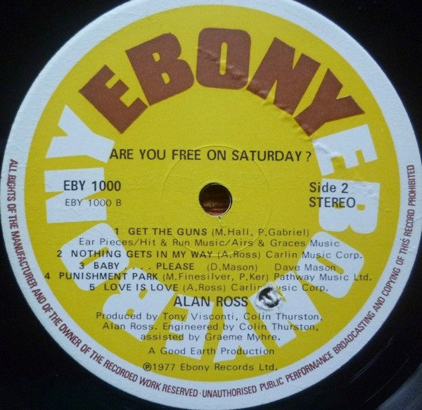 Alan Ross (2) : Are You Free On Saturday (LP)