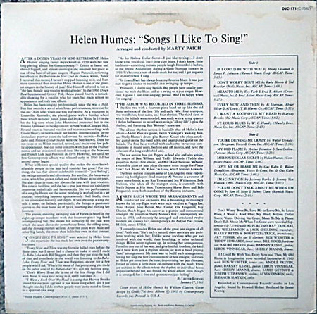 Helen Humes : Songs I Like To Sing! (LP, Album, RE)