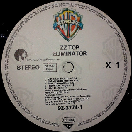 ZZ Top : Eliminator (LP, Album, R/S)