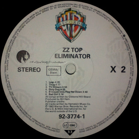 ZZ Top : Eliminator (LP, Album, R/S)