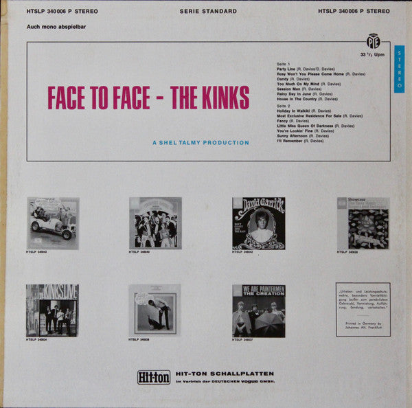 The Kinks : Face To Face (LP, Album, RP)