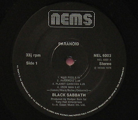Black Sabbath : Paranoid (LP, Album, RE, Gat)