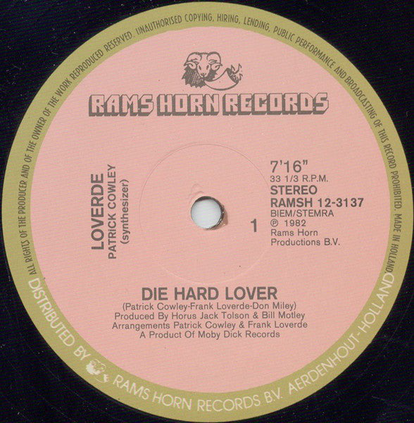 Loverde : Die Hard Lover (12", Single, Oli)