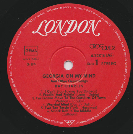 Ray Charles : Georgia On My Mind And Other Great Songs (LP, Comp)