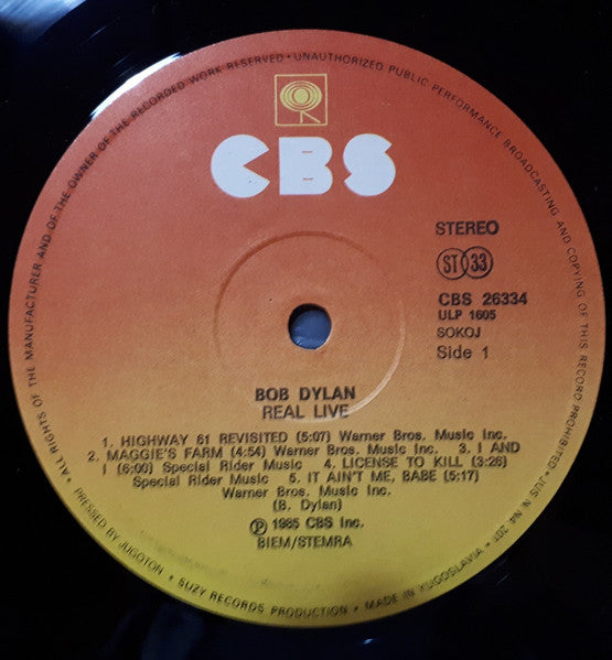 Bob Dylan : Real Live (LP, Album)