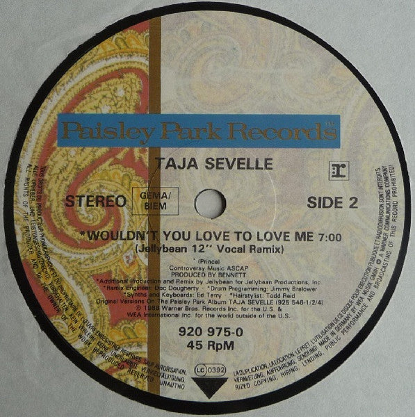 Taja Sevelle : Take Me For A Ride (12", Maxi, Ltd, Pos)