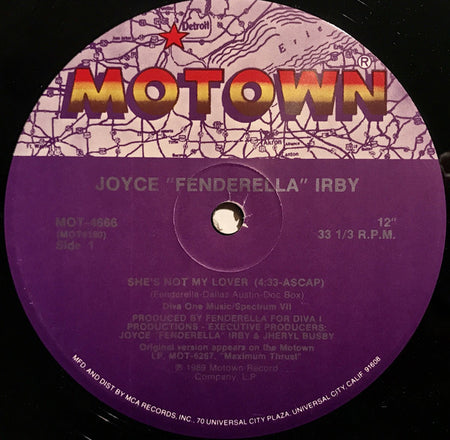 Joyce "Fenderella" Irby : She's Not My Lover (12", Single)