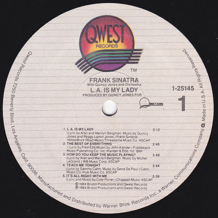 Frank Sinatra With Quincy Jones And His Orchestra : L.A. Is My Lady (LP, Album, Spe)