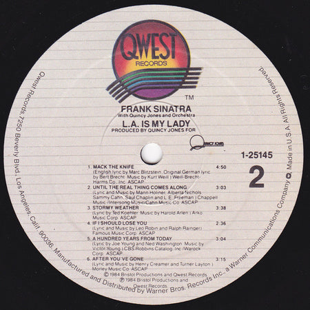 Frank Sinatra With Quincy Jones And His Orchestra : L.A. Is My Lady (LP, Album, Spe)