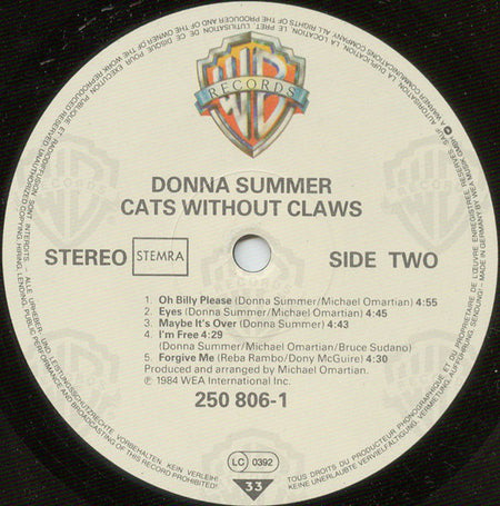 Donna Summer : Cats Without Claws (LP, Album)