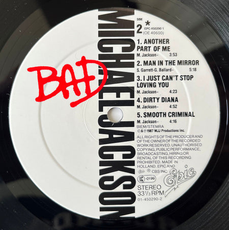 Michael Jackson : Bad (LP, Album, Gat)