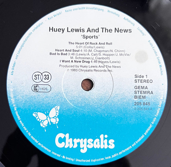 Huey Lewis & The News : Sports (LP, Album)