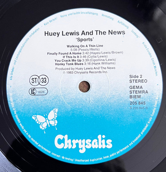 Huey Lewis & The News : Sports (LP, Album)